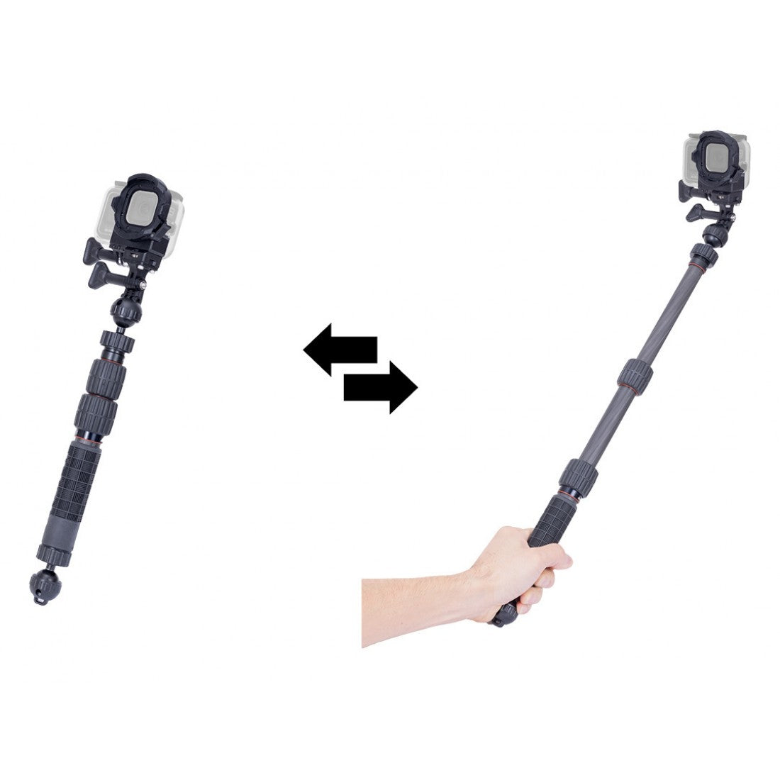 Selfie Set L for GoPro (Carbon Telescopic Arm L, Ball Adapter for GoPro)